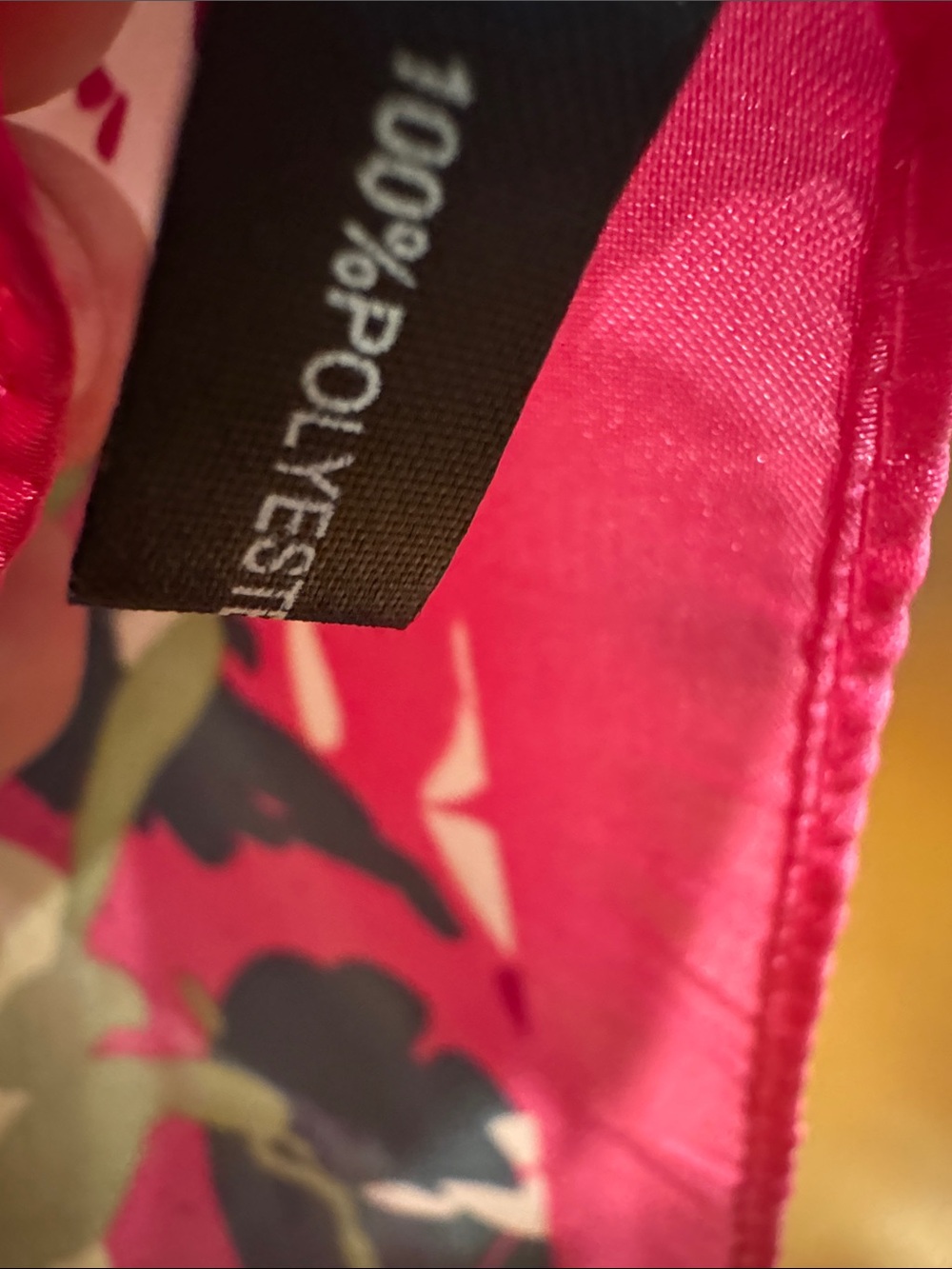Vibrant Pink Floral Satin Scarf - Picture 5 of 6